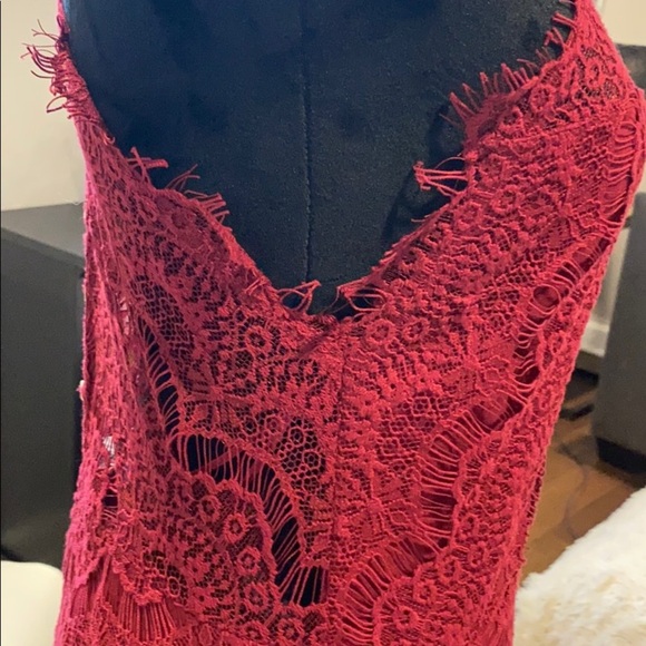 Free People She’s Got It Lace Wine Slip Dress, Lg - Picture 4 of 8